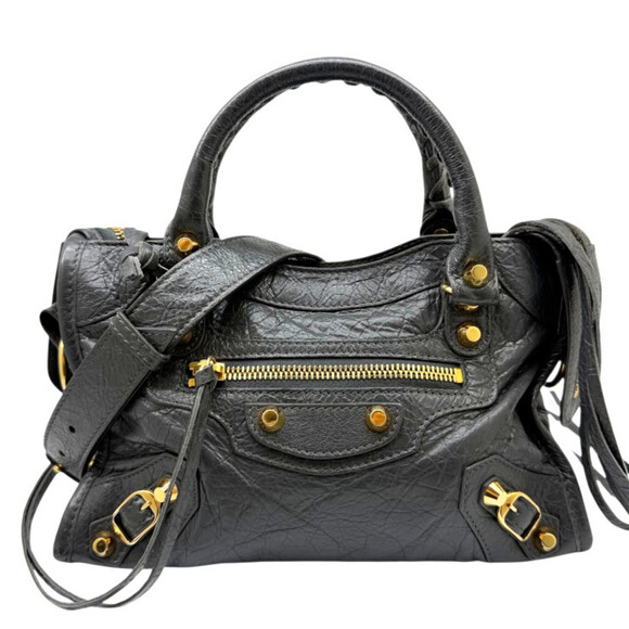 BALENCIAGA Handbags - BALENCIAGA Mini City 528147 Arena Lambskin Grey Handbag Shoulder Bag for Women